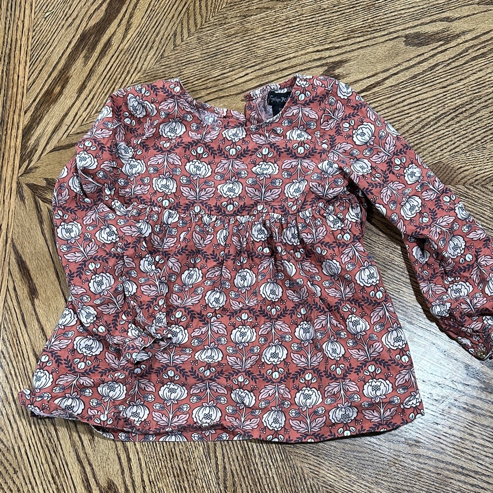 Cynthia Rowley Kids Floral Long Sleeve Top - Red and White